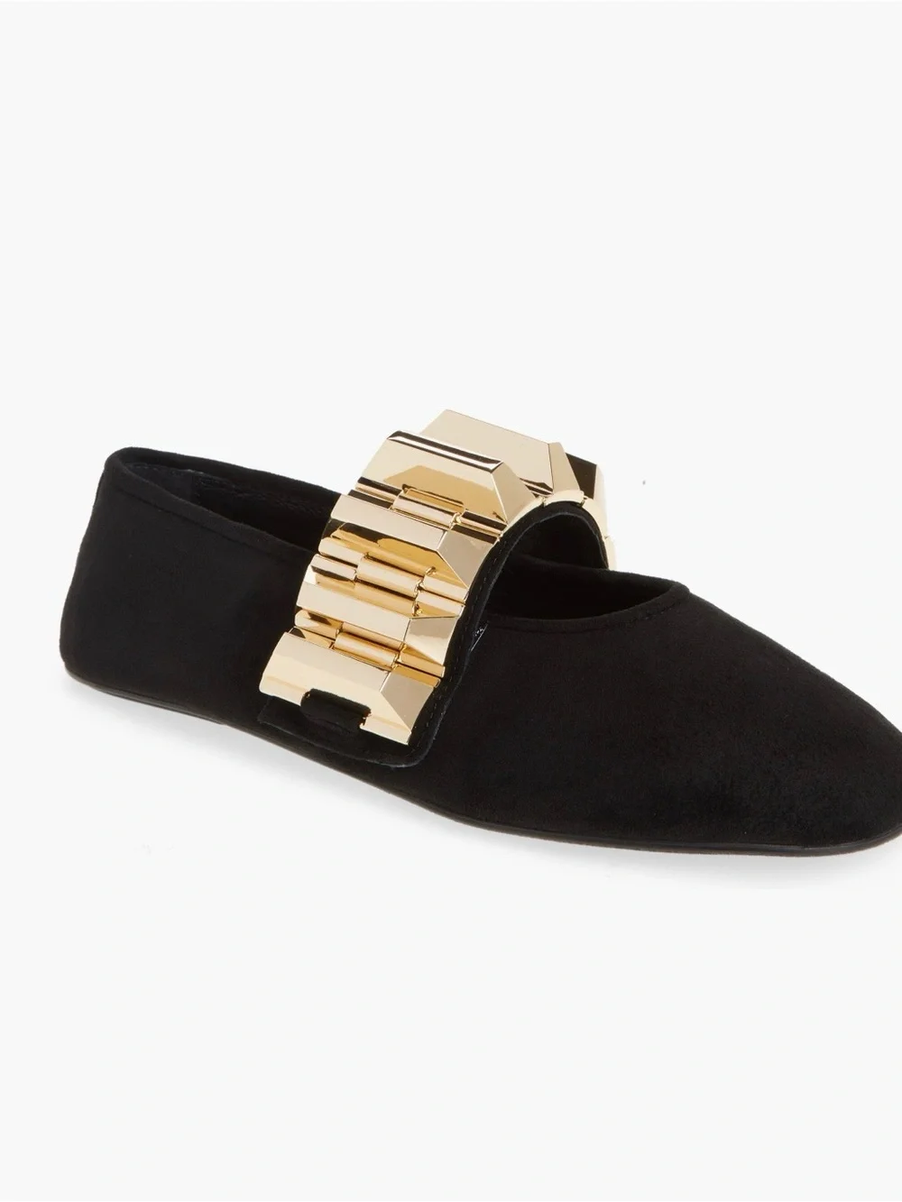 Jeffrey Campbell Rigid Ballet Flat – Black Suede/Gold – New With Box